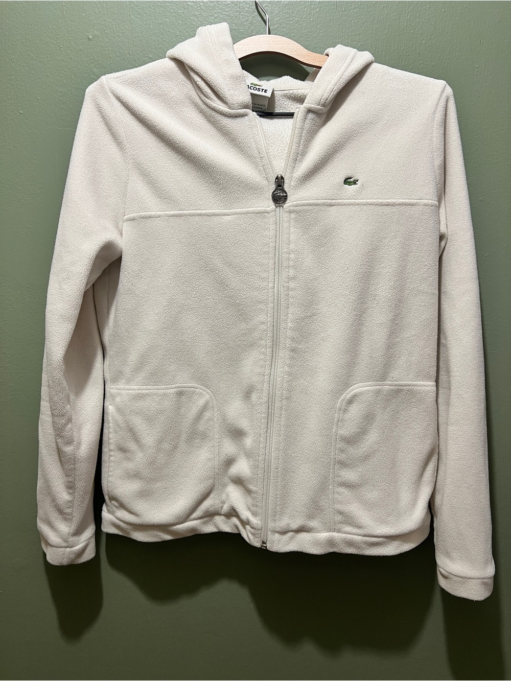 Lacoste Women’s Full-Zip Fleece Hoodie (White)